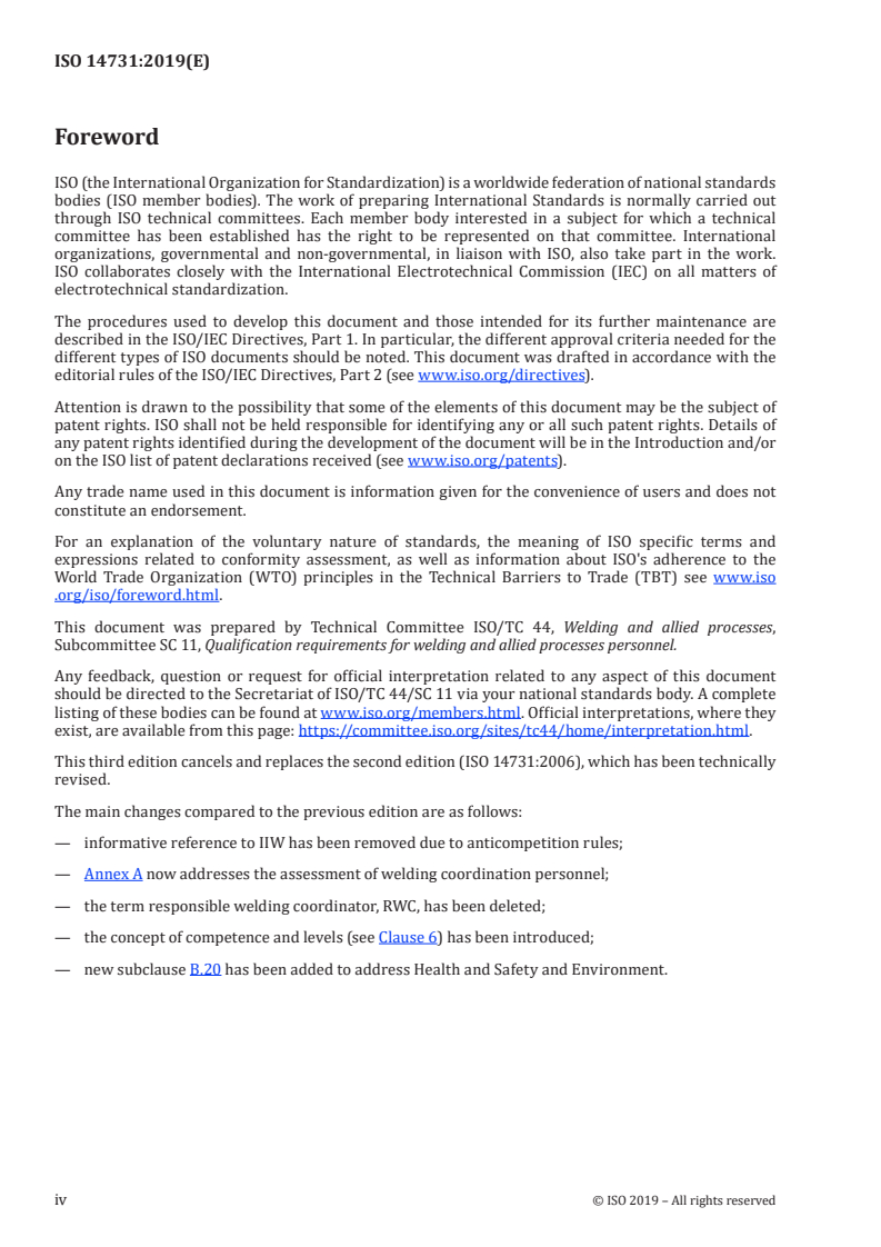 ISO 14731:2019 ISO 14731:2019 - Welding coordination — Tasks and responsibilities/18/2019 - Page 4 preview