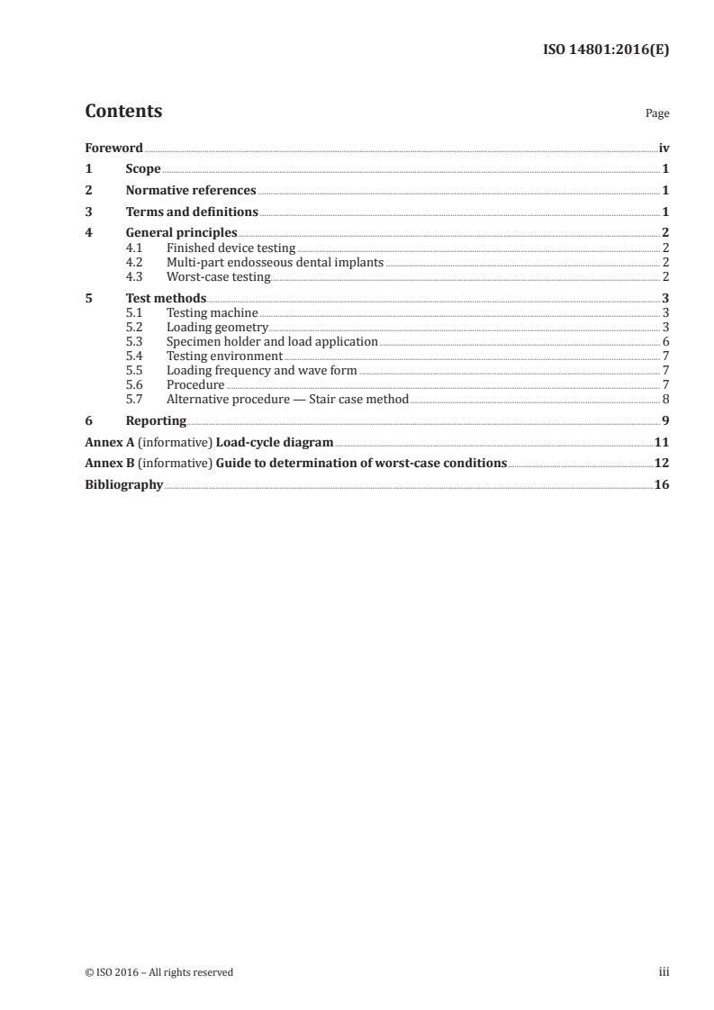 ISO 14801:2016 ISO 14801:2016 - Dentistry — Implants — Dynamic loading test for endosseous dental implants/24/2016 - Page 3 preview