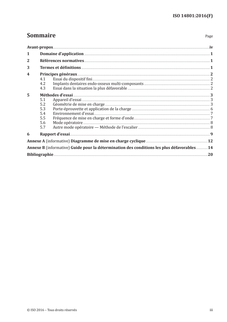 ISO 14801:2016 ISO 14801:2016 - Médecine bucco-dentaire — Implants — Essai de charge dynamique pour implants dentaires endo-osseux/24/2016 - Page 3 preview