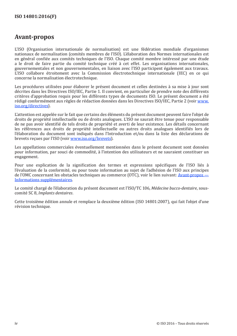 ISO 14801:2016 ISO 14801:2016 - Médecine bucco-dentaire — Implants — Essai de charge dynamique pour implants dentaires endo-osseux/24/2016 - Page 4 preview