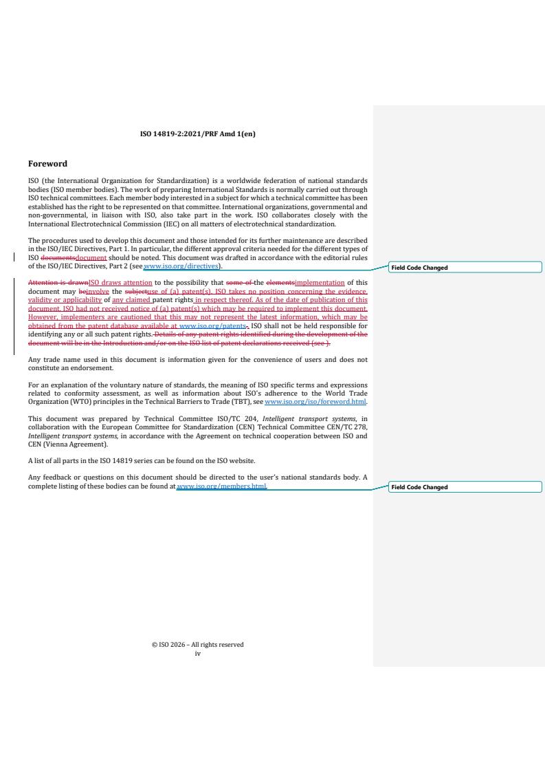 ISO 14819-2:2021/PRF Amd 1 REDLINE ISO 14819-2:2021/PRF Amd 1 - Intelligent transport systems — Traffic and travel information messages via traffic message coding — Part 2: Event and information codes for Radio Data System-Traffic Message Channel (RDS-TMC) using ALERT-C — Amendment 1 - Page 4 preview