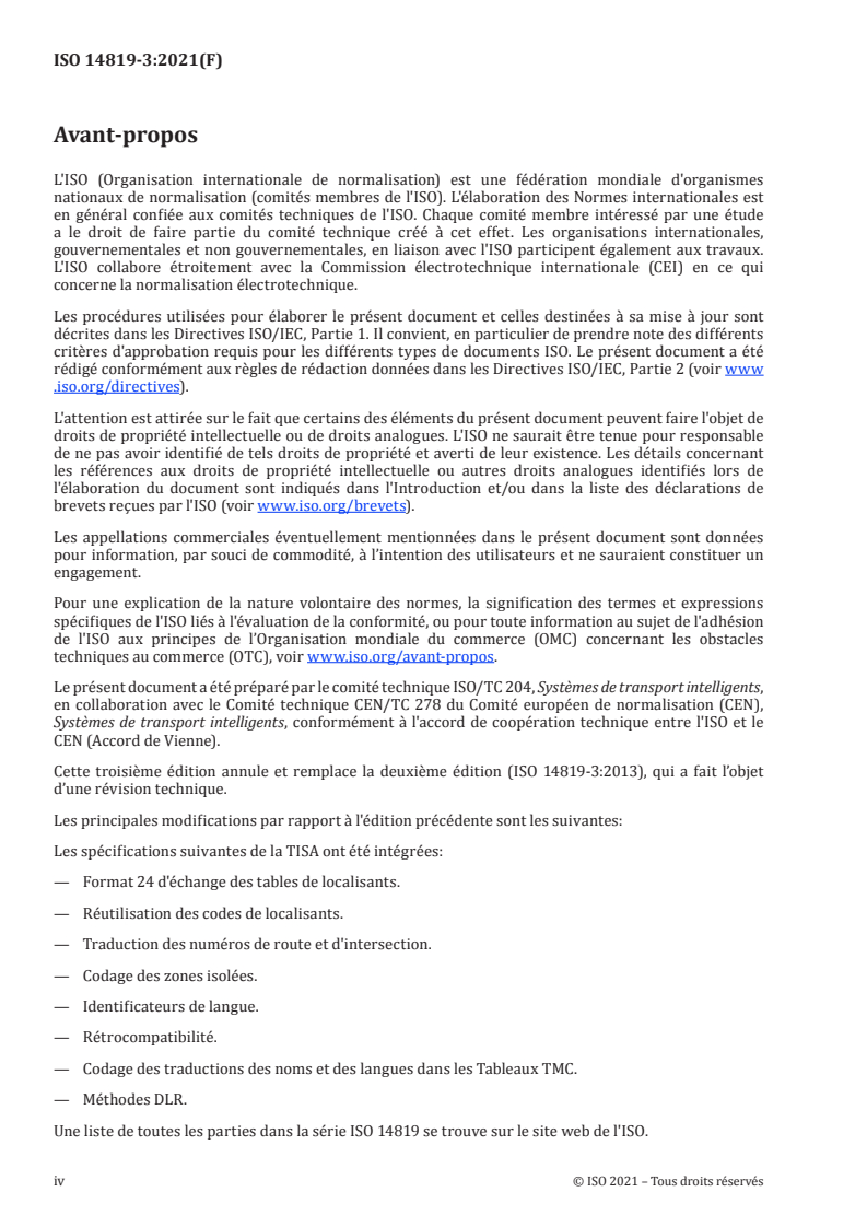 ISO 14819-3:2021 ISO 14819-3:2021 - Systèmes de transport intelligents — Informations sur le trafic et les déplacements via le codage de messages sur le trafic — Partie 3: Références de localisants pour le système de radiodiffusion de données - canal de messages d'informations sur le trafic (RDS-TMC) avec Alert-C/13/2021 - Page 4 preview