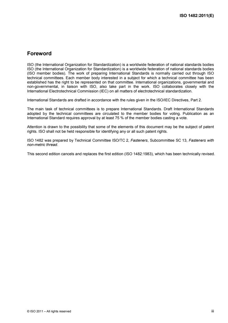 ISO 1482:2011 ISO 1482:2011 - Slotted countersunk (flat) head tapping screws/21/2011 - Page 3 preview