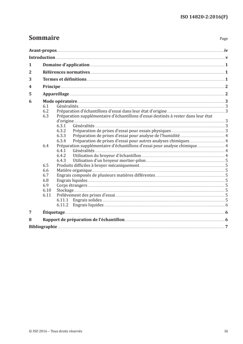 ISO 14820-2:2016 ISO 14820-2:2016 - Engrais et amendements minéraux basiques — Échantillonnage et préparation de l'échantillon — Partie 2: Préparation des échantillons/27/2019 - Page 3 preview