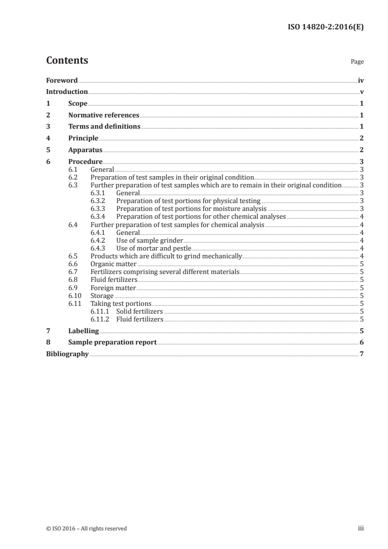 ISO 14820-2:2016 ISO 14820-2:2016 - Fertilizers and liming materials — Sampling and sample preparation — Part 2: Sample preparation/11/2016 - Page 3 preview