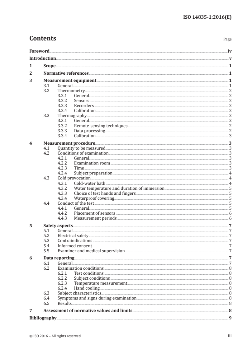 ISO 14835-1:2016 ISO 14835-1:2016 - Mechanical vibration and shock — Cold provocation tests for the assessment of peripheral vascular function — Part 1: Measurement and evaluation of finger skin temperature/9/2016 - Page 3 preview