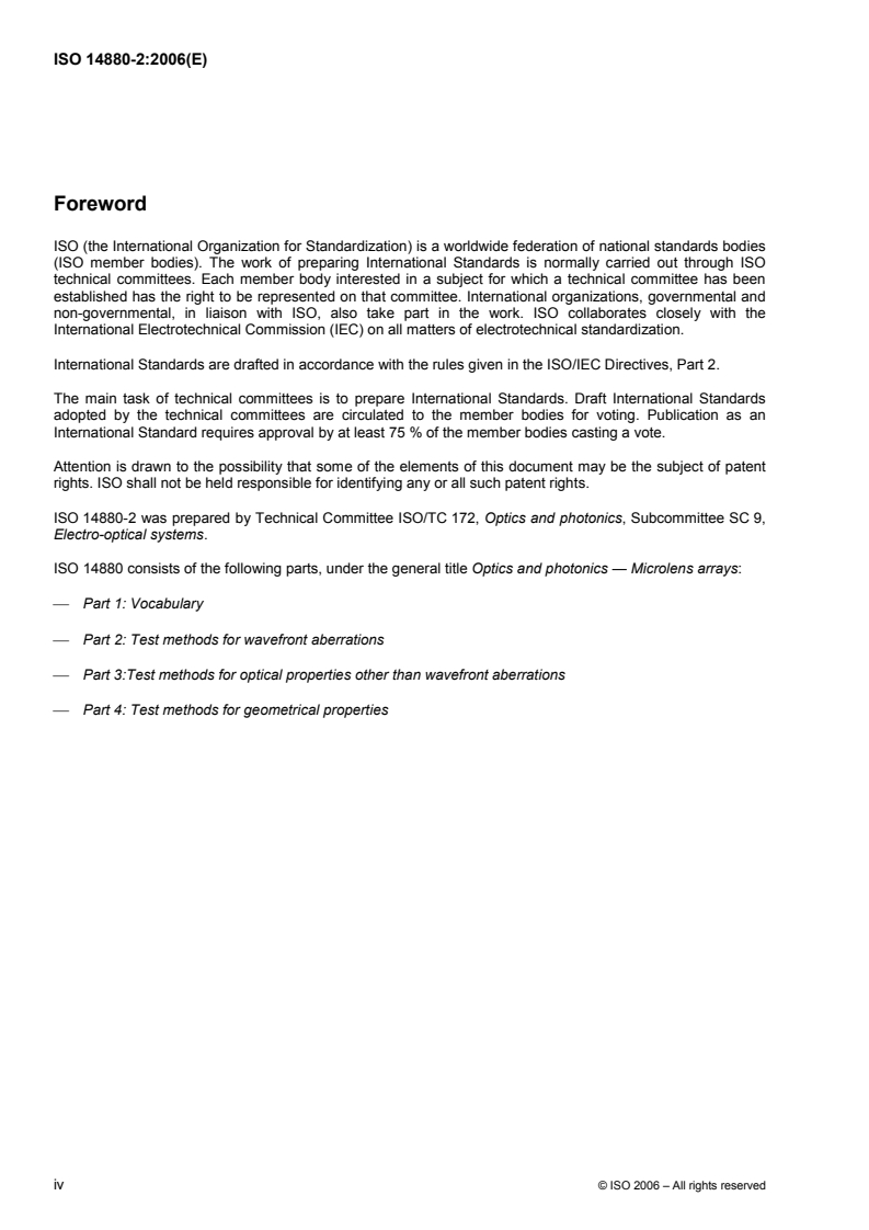 ISO 14880-2:2006 ISO 14880-2:2006 - Optics and photonics -- Microlens arrays - Page 4 preview