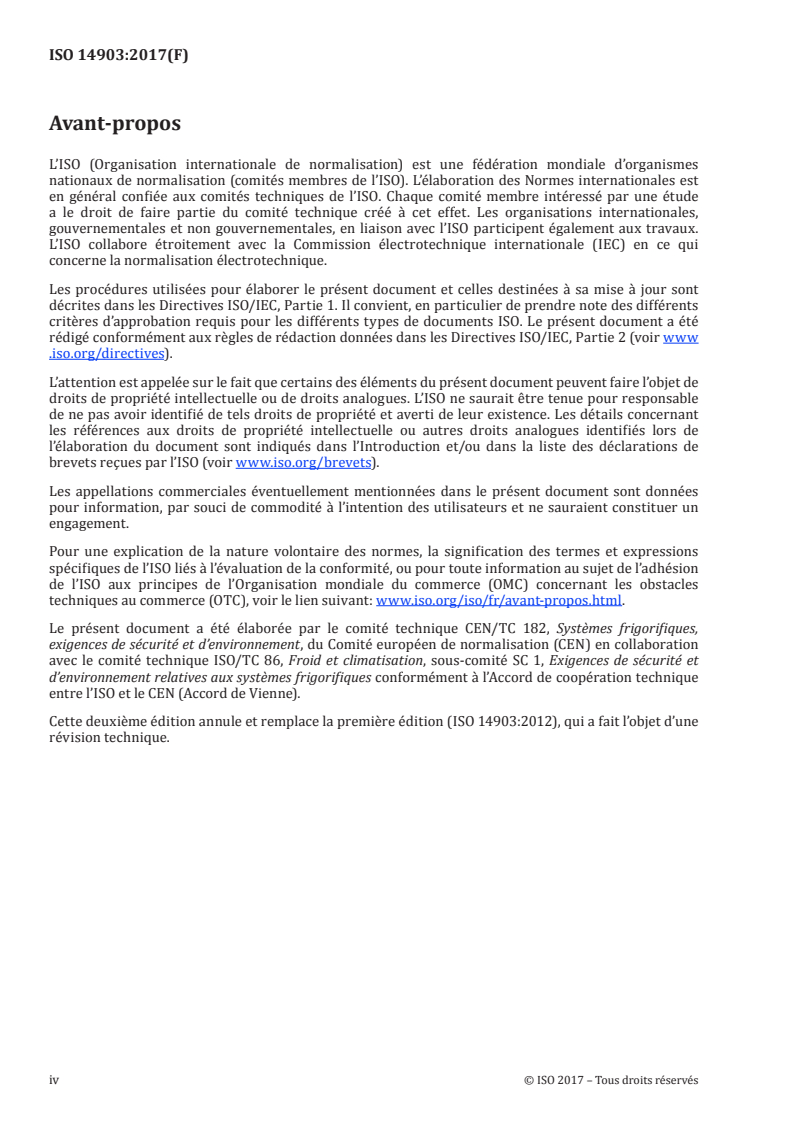 ISO 14903:2017 ISO 14903:2017 - Systèmes de réfrigération et pompes à chaleur — Qualification de l'étanchéité des composants et des joints/12/2017 - Page 4 preview
