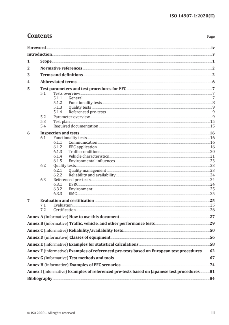 ISO 14907-1:2020 ISO 14907-1:2020 - Electronic fee collection — Test procedures for user and fixed equipment — Part 1: Description of test procedures/18/2020 - Page 3 preview