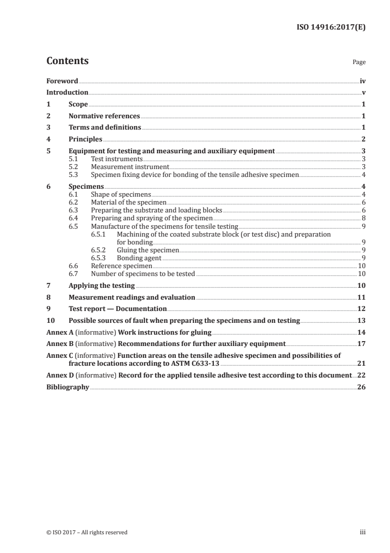 ISO 14916:2017 ISO 14916:2017 - Thermal spraying — Determination of tensile adhesive strength/2/2017 - Page 3 preview