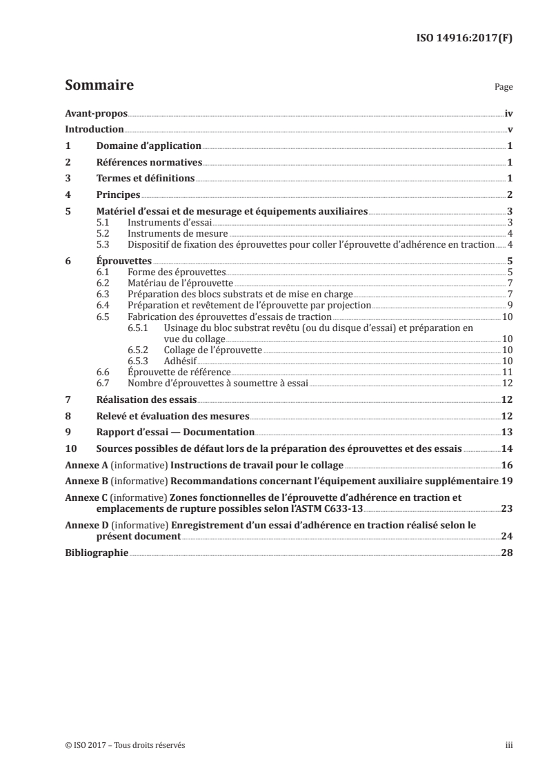 ISO 14916:2017 ISO 14916:2017 - Projection thermique — Mesure de l'adhérence par essais de traction/2/2017 - Page 3 preview