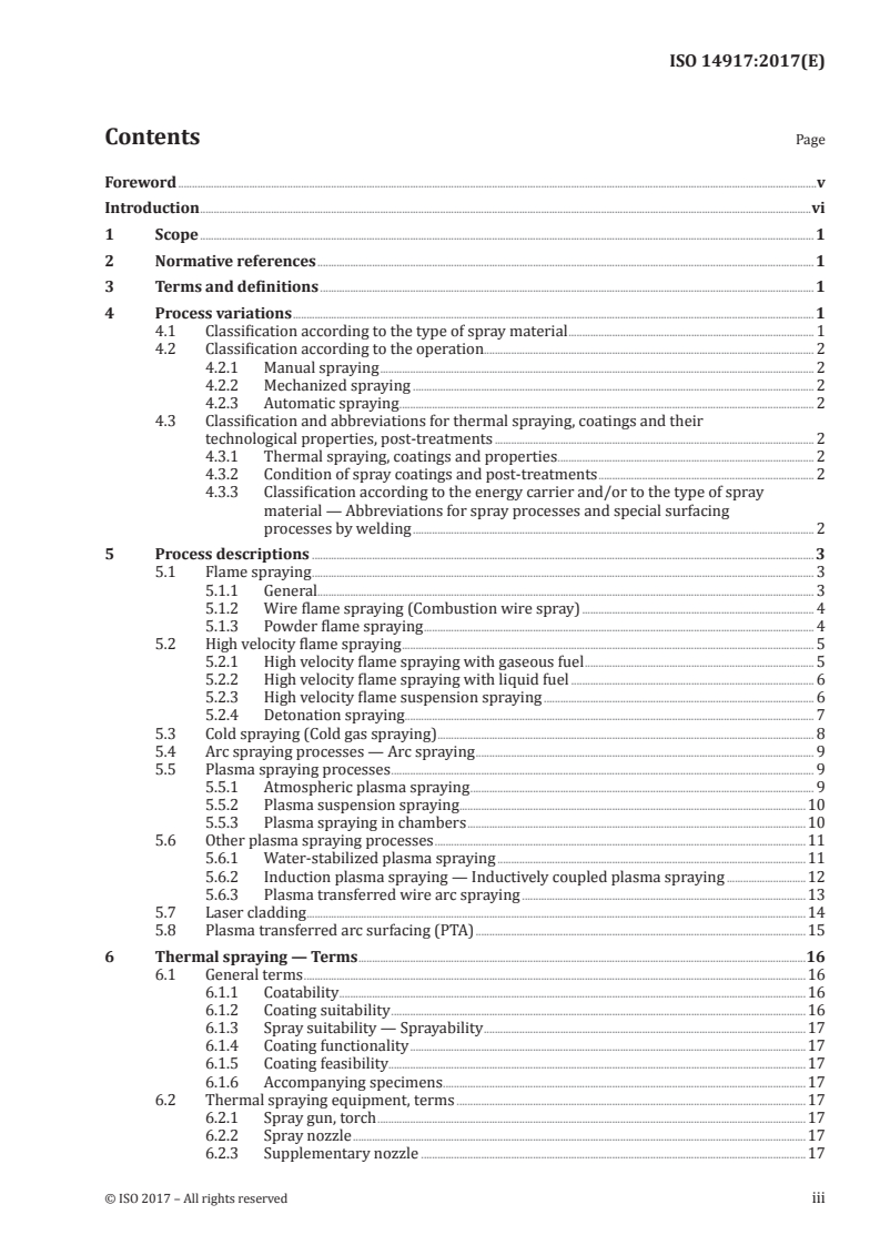 ISO 14917:2017 ISO 14917:2017 - Thermal spraying — Terminology, classification/2/2017 - Page 3 preview