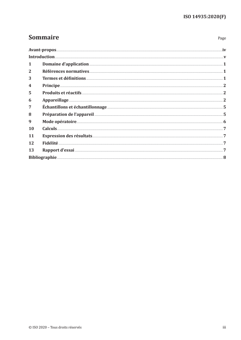 ISO 14935:2020 ISO 14935:2020 - Pétrole et produits connexes — Détermination de la persistance d'une flamme sur une mèche trempée dans un fluide difficilement inflammable/16/2020 - Page 3 preview