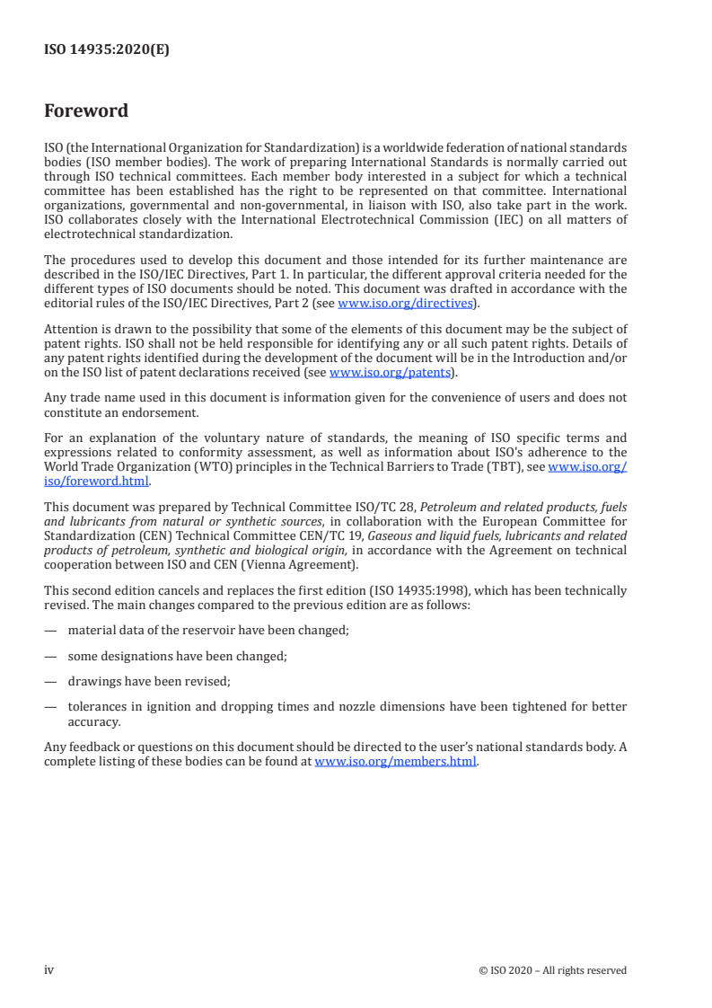 ISO 14935:2020 ISO 14935:2020 - Petroleum and related products — Determination of wick flame persistence of fire-resistant fluids/16/2020 - Page 4 preview