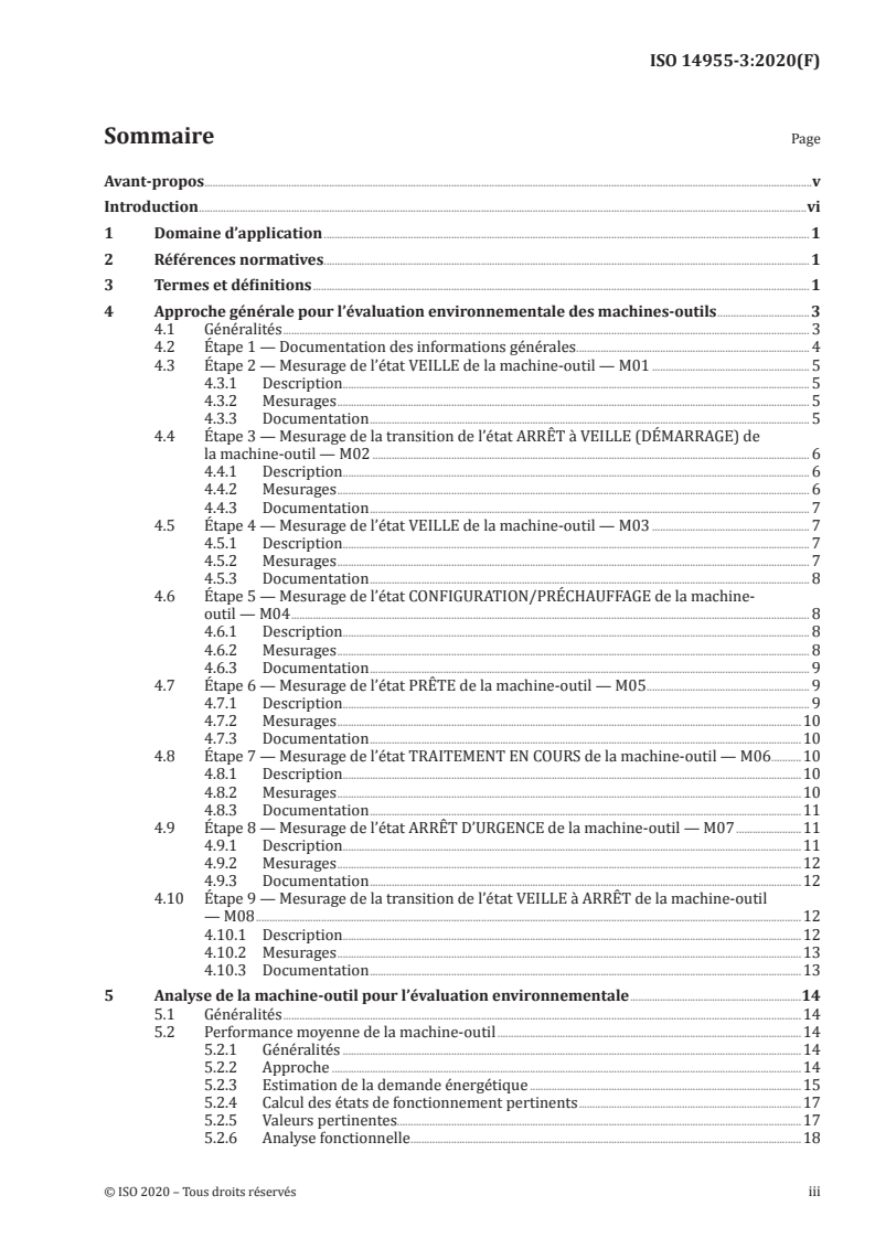 ISO 14955-3:2020 ISO 14955-3:2020 - Machines-outils — Évaluation environnementale des machines-outils — Partie 3: Principes des essais des machines travaillant par enlèvement de métal à l’égard de l’efficacité énergétique/8/2020 - Page 3 preview