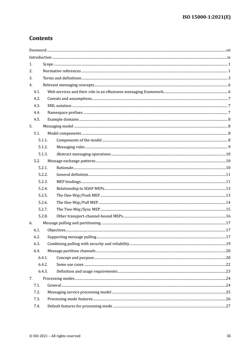 ISO 15000-1:2021 ISO 15000-1:2021 - Electronic business eXtensible Markup Language (ebXML) — Part 1: Messaging service core specification/15/2021 - Page 3 preview