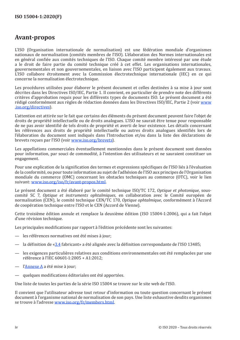 ISO 15004-1:2020 ISO 15004-1:2020 - Instruments ophtalmiques — Exigences fondamentales et méthodes d'essai — Partie 1: Exigences générales applicables à tous les instruments ophtalmiques/13/2020 - Page 4 preview