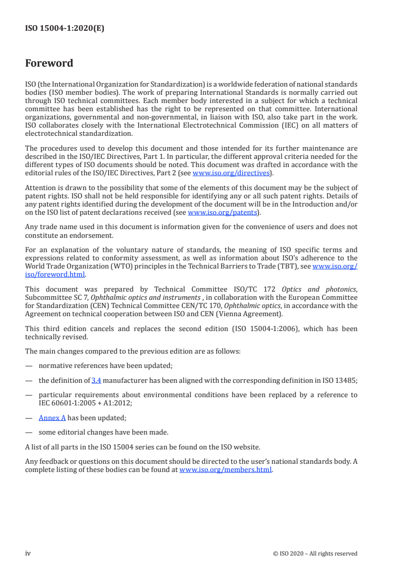 ISO 15004-1:2020 ISO 15004-1:2020 - Ophthalmic instruments — Fundamental requirements and test methods — Part 1: General requirements applicable to all ophthalmic instruments/8/2020 - Page 4 preview