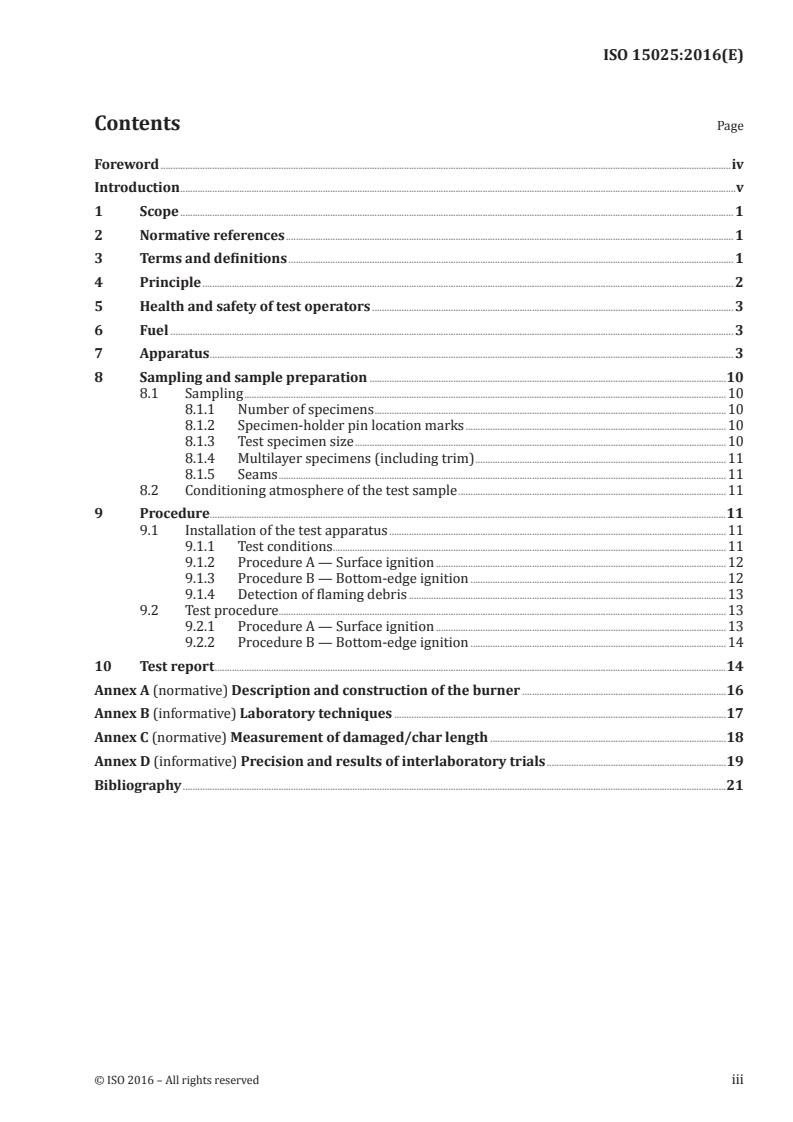 ISO 15025:2016 ISO 15025:2016 - Protective clothing — Protection against flame — Method of test for limited flame spread/28/2016 - Page 3 preview