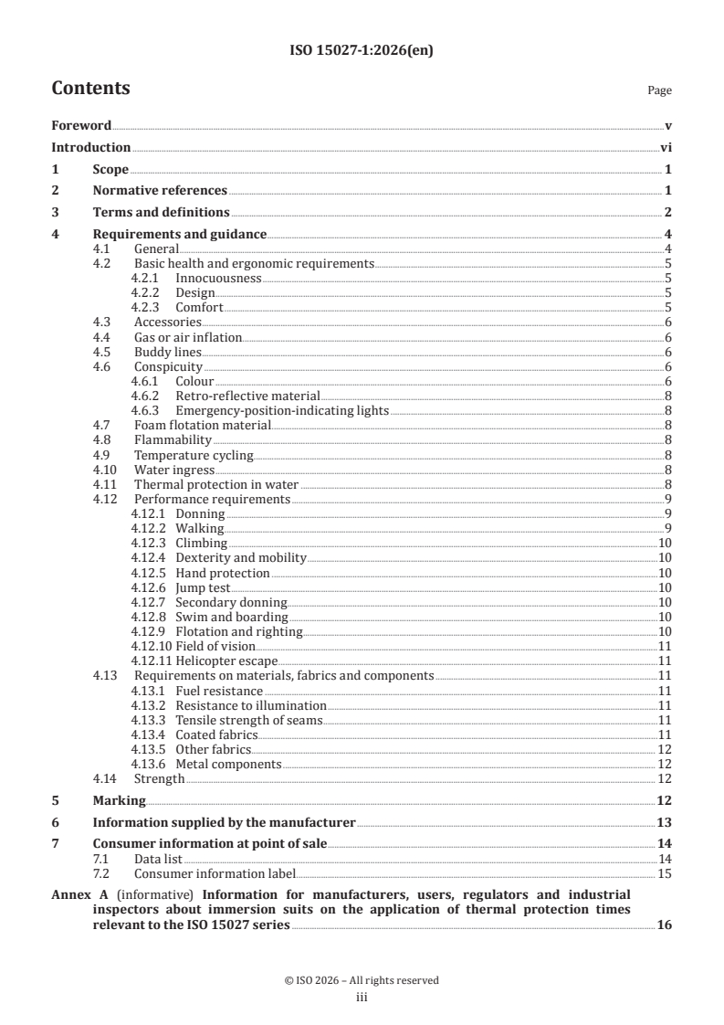 ISO 15027-1:2026 ISO 15027-1:2026 - Immersion suits — Part 1: Safety and performance requirements for constant wear suits - Page 3 preview