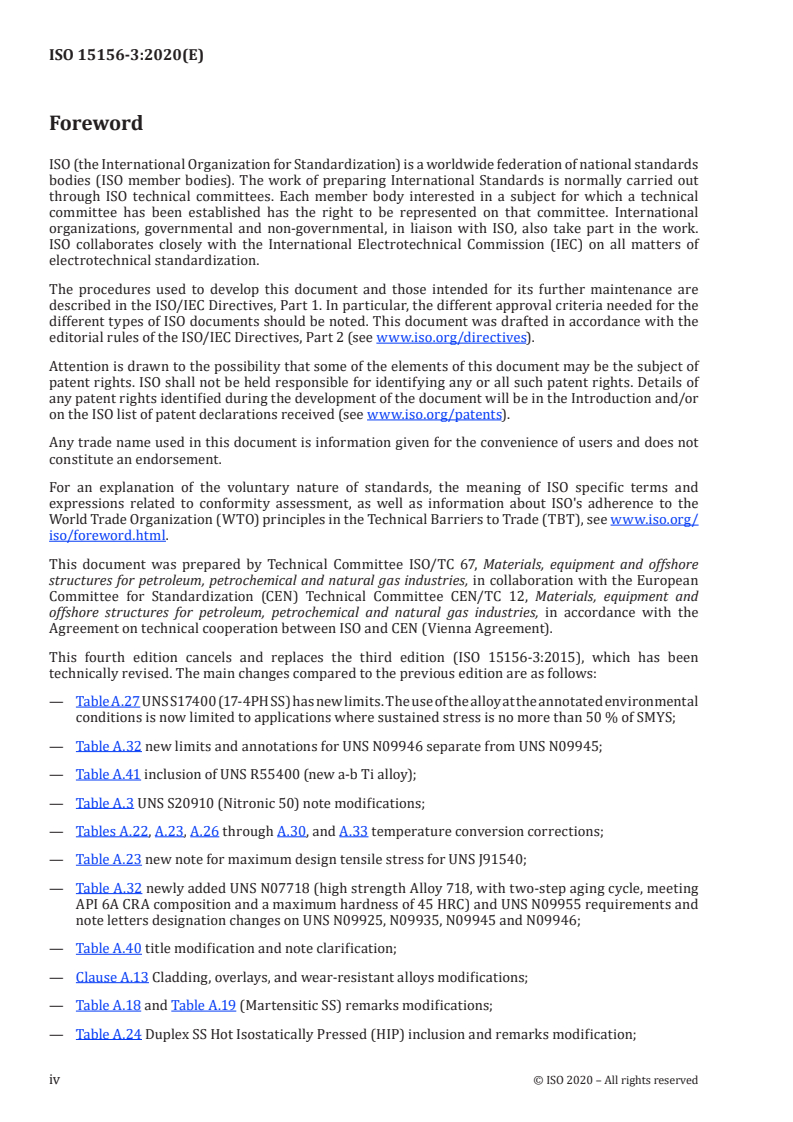 ISO 15156-3:2020 ISO 15156-3:2020 - Petroleum and natural gas industries — Materials for use in H2S-containing environments in oil and gas production — Part 3: Cracking-resistant CRAs (corrosion-resistant alloys) and other alloys/17/2020 - Page 4 preview