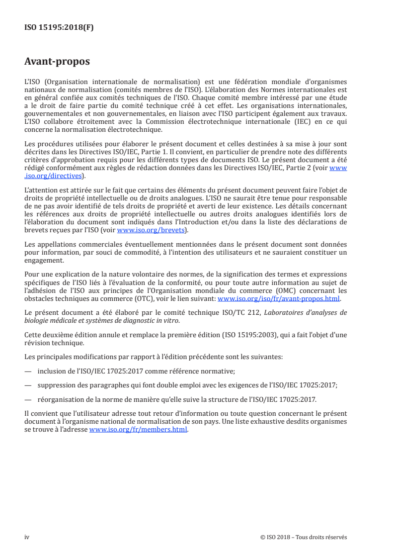 ISO 15195:2018 ISO 15195:2018 - Biologie médicale — Exigences relatives à la compétence des laboratoires d'étalonnage utilisant des procédures de mesure de référence/20/2018 - Page 4 preview