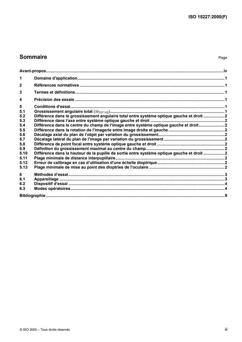 ISO 15227:2000 ISO 15227:2000 - Optique et instruments d'optique — Microscopes — Essai des stéréomicroscopes/13/2000 - Page 3 preview