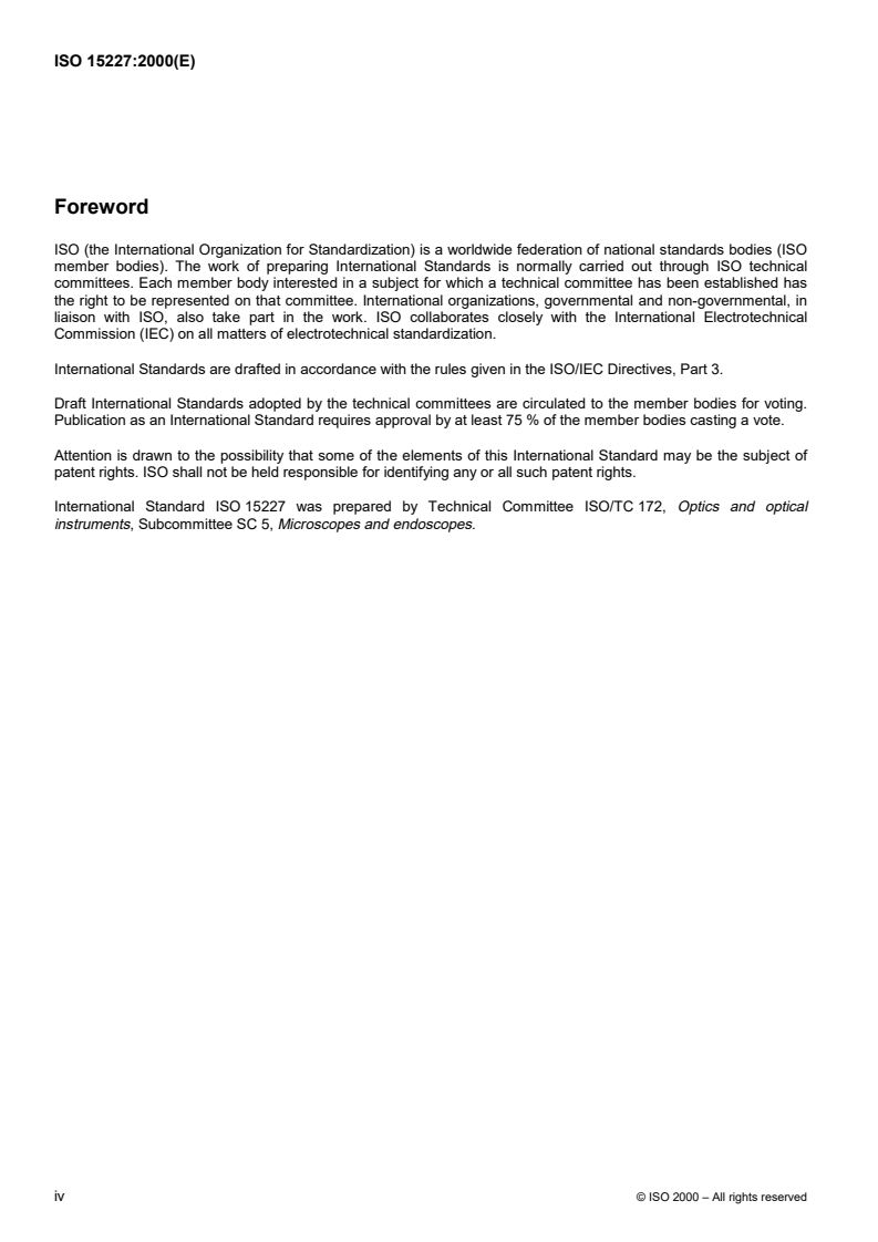 ISO 15227:2000 ISO 15227:2000 - Optics and optical instruments — Microscopes — Testing of stereomicroscopes/13/2000 - Page 4 preview