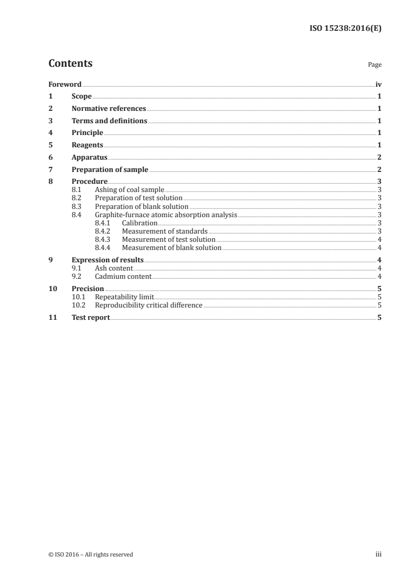 ISO 15238:2016 ISO 15238:2016 - Solid mineral fuels — Determination of total cadmium content of coal/18/2016 - Page 3 preview