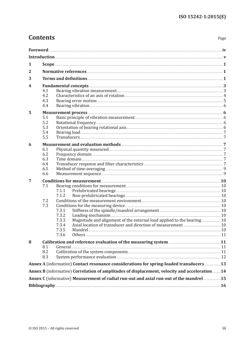 ISO 15242-1:2015 ISO 15242-1:2015 - Rolling bearings — Measuring methods for vibration — Part 1: Fundamentals/14/2015 - Page 3 preview