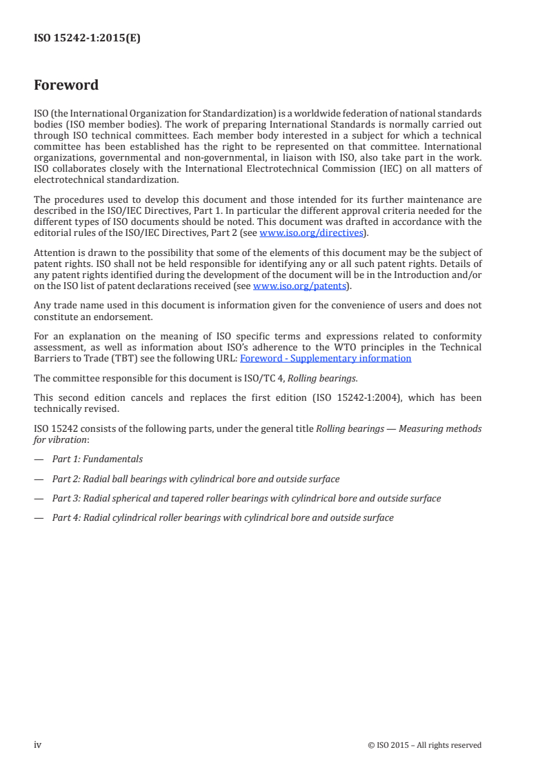 ISO 15242-1:2015 ISO 15242-1:2015 - Rolling bearings — Measuring methods for vibration — Part 1: Fundamentals/14/2015 - Page 4 preview