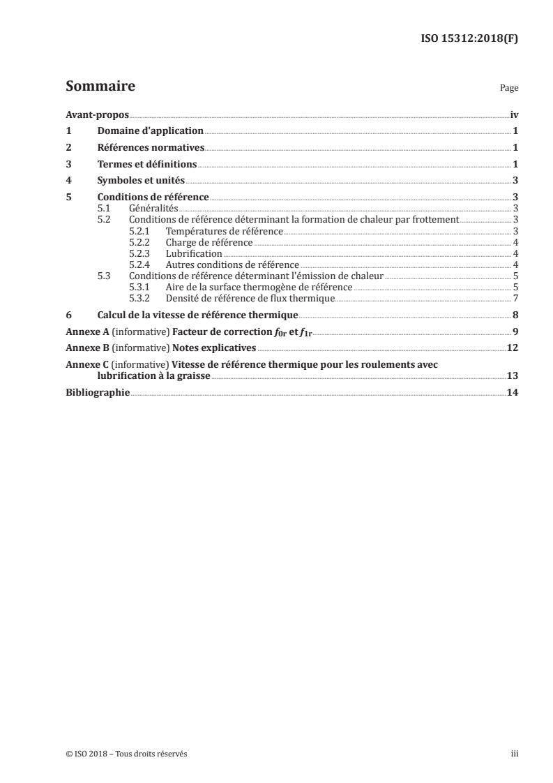 ISO 15312:2018 ISO 15312:2018 - Roulements — Vitesse de référence thermique — Calculs/27/2018 - Page 3 preview