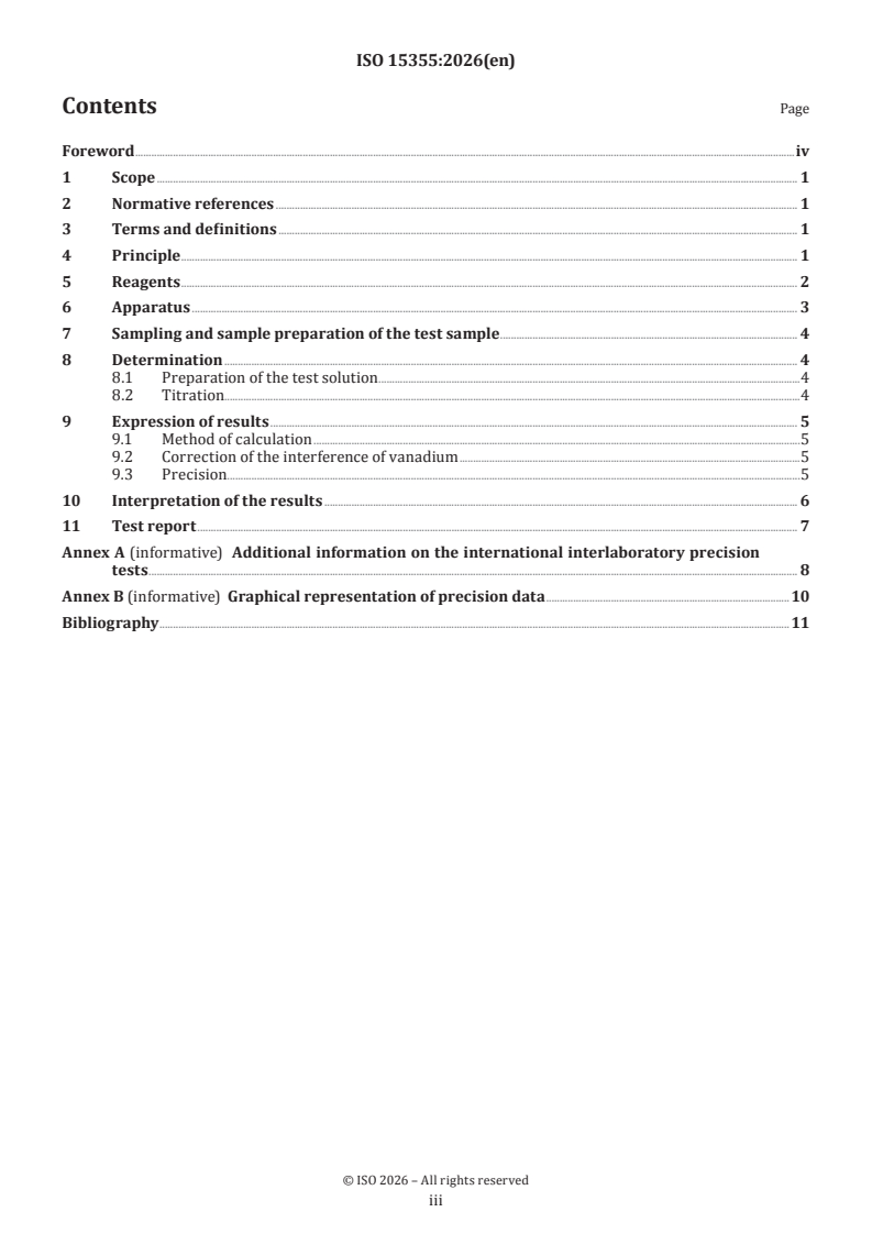 ISO 15355:2026 ISO 15355:2026 - Steel and iron — Determination of chromium content — Indirect titration method - Page 3 preview