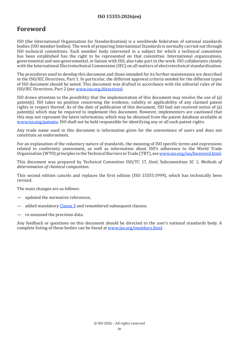 ISO 15355:2026 ISO 15355:2026 - Steel and iron — Determination of chromium content — Indirect titration method - Page 4 preview