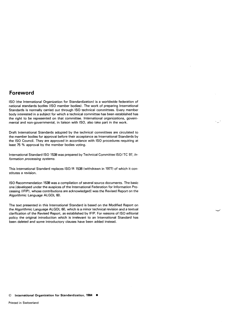 ISO 1538:1984 ISO 1538:1984 - Programming languages — ALGOL 60/1/1984 - Page 2 preview