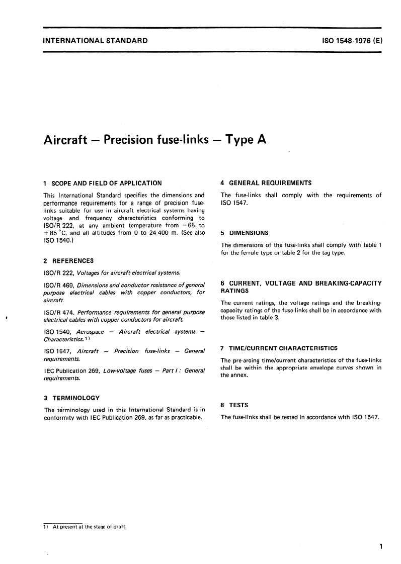 ISO 1548:1976 ISO 1548:1976 - Aircraft — Precision fuse-links — Type A/1/1976 - Page 3 preview