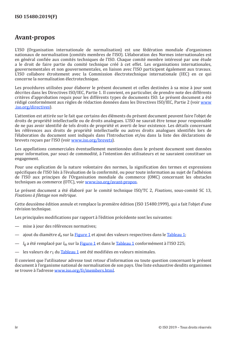ISO 15480:2019 ISO 15480:2019 - Fixations — Vis autoperceuses à tête hexagonale à embase plate, avec filetage de vis à tôle/6/2019 - Page 4 preview