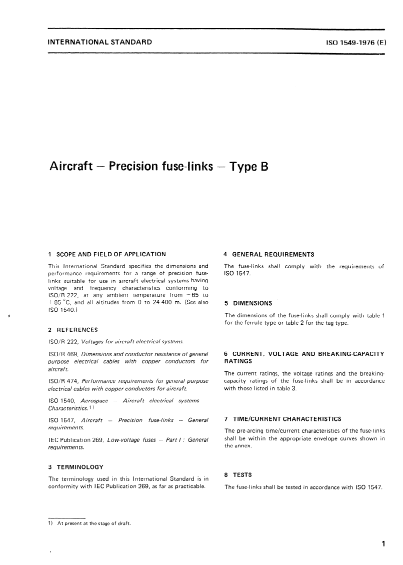 ISO 1549:1976 ISO 1549:1976 - Aircraft — Precision fuse-links — Type B/1/1976 - Page 3 preview