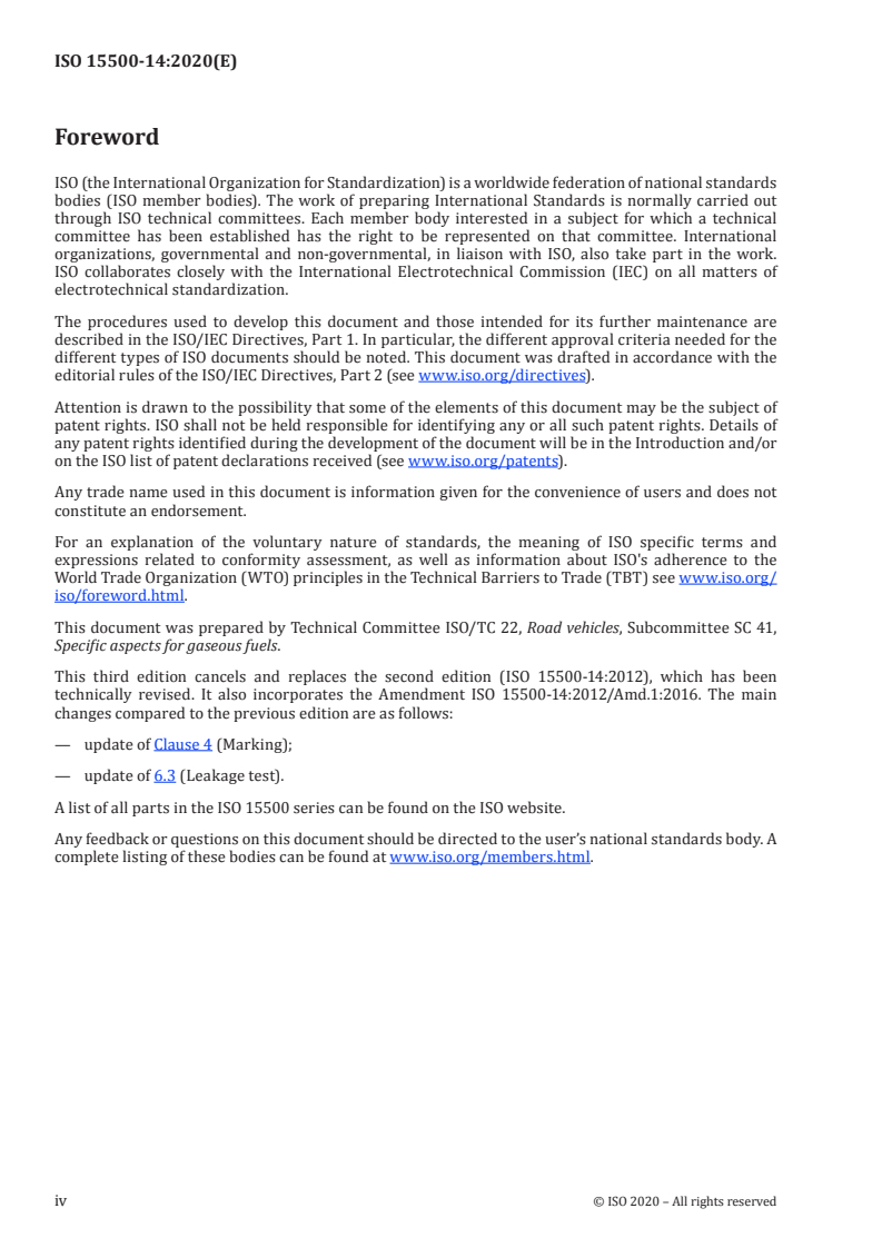 ISO 15500-14:2020 ISO 15500-14:2020 - Road vehicles — Compressed natural gas (CNG) fuel system components — Part 14: Excess flow valve/15/2020 - Page 4 preview
