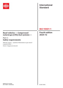 ISO 15501-1:2025 ISO 15501-1:2025 - Road vehicles — Compressed natural gas (CNG) fuel systems — Part 1: Safety requirements
Released:12/1/2025 - Page 1 preview