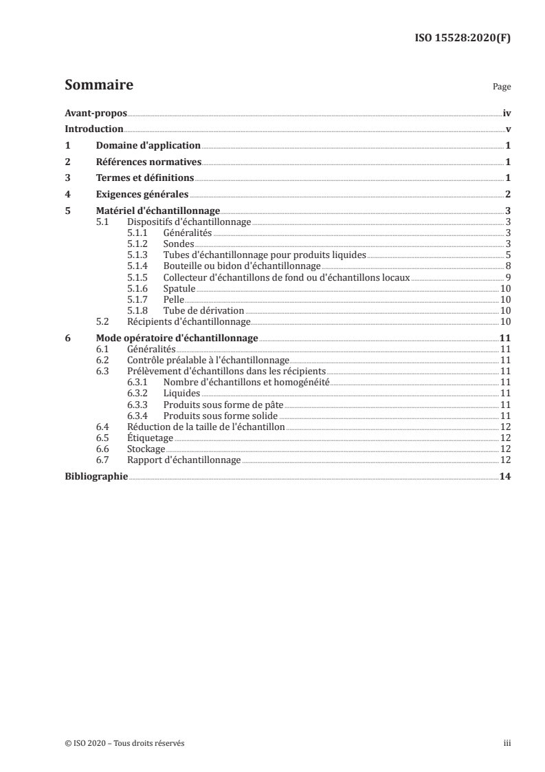 ISO 15528:2020 ISO 15528:2020 - Peintures, vernis et matières premières pour peintures et vernis — Échantillonnage/4/2020 - Page 3 preview
