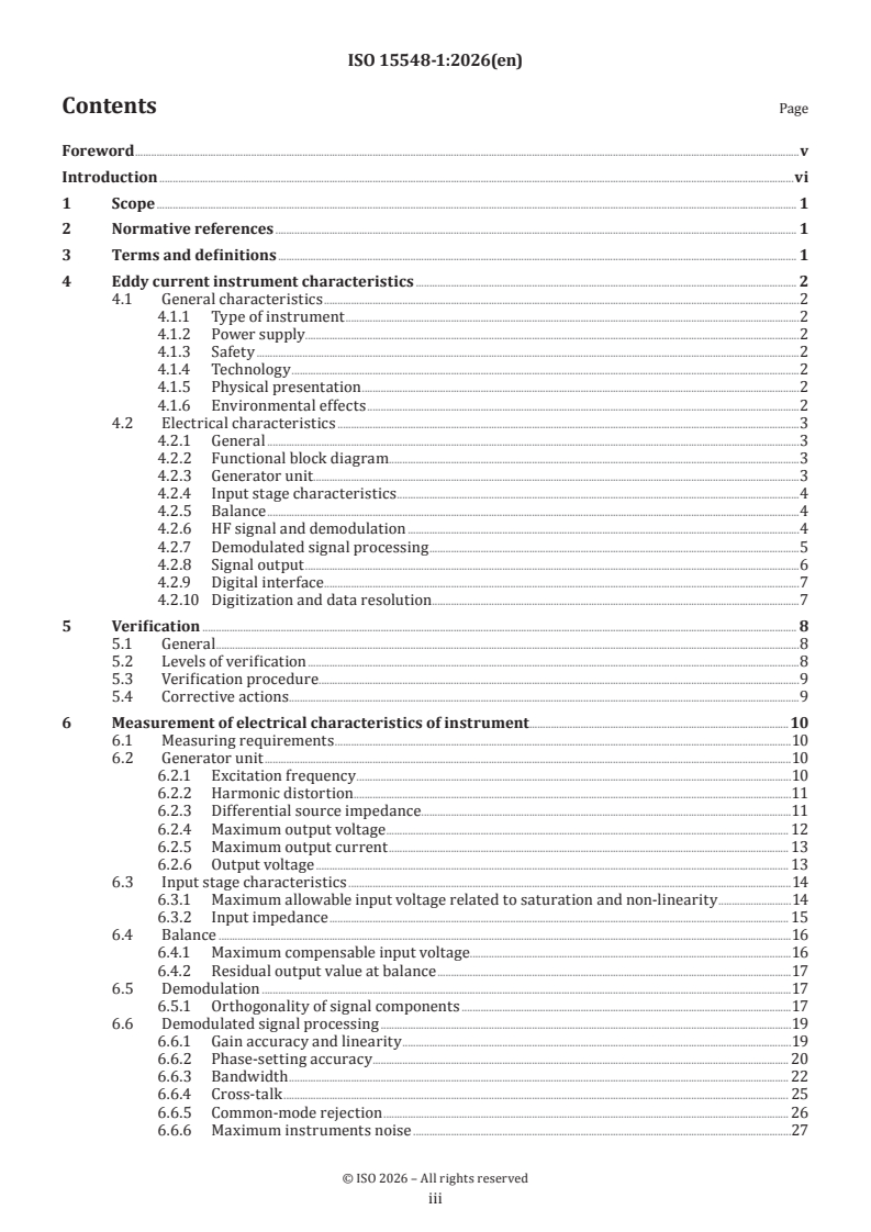 ISO 15548-1:2026 ISO 15548-1:2026 - Non-destructive testing — Equipment for eddy current examination — Part 1: Instrument characteristics and verification - Page 3 preview