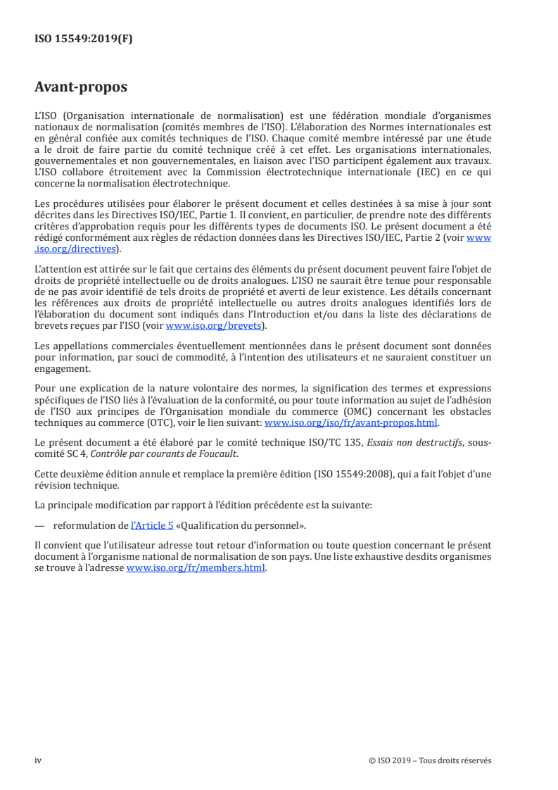 ISO 15549:2019 ISO 15549:2019 - Essais non destructifs — Contrôle par courants de Foucault — Principes généraux/17/2019 - Page 4 preview