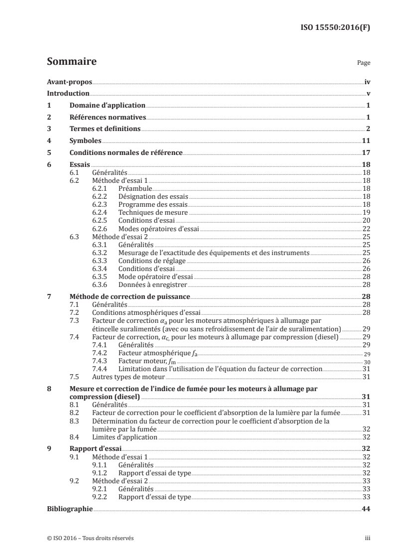 ISO 15550:2016 ISO 15550:2016 - Moteurs à combustion interne — Détermination et méthode de mesure de la puissance du moteur — Exigences générales/23/2016 - Page 3 preview