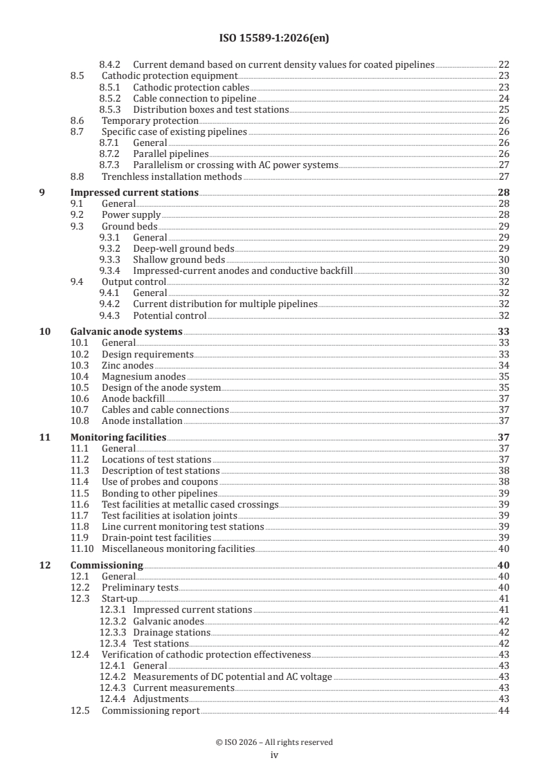 ISO 15589-1:2026 ISO 15589-1:2026 - Oil and gas industries including lower carbon energy — Cathodic protection of pipeline transportation systems — Part 1: On-land pipelines - Page 4 preview