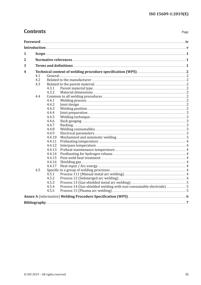 ISO 15609-1:2019 ISO 15609-1:2019 - Specification and qualification of welding procedures for metallic materials — Welding procedure specification — Part 1: Arc welding/16/2019 - Page 3 preview