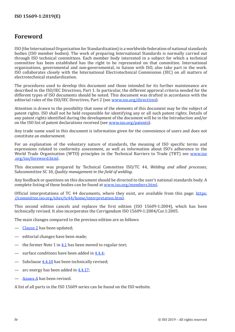 ISO 15609-1:2019 ISO 15609-1:2019 - Specification and qualification of welding procedures for metallic materials — Welding procedure specification — Part 1: Arc welding/16/2019 - Page 4 preview