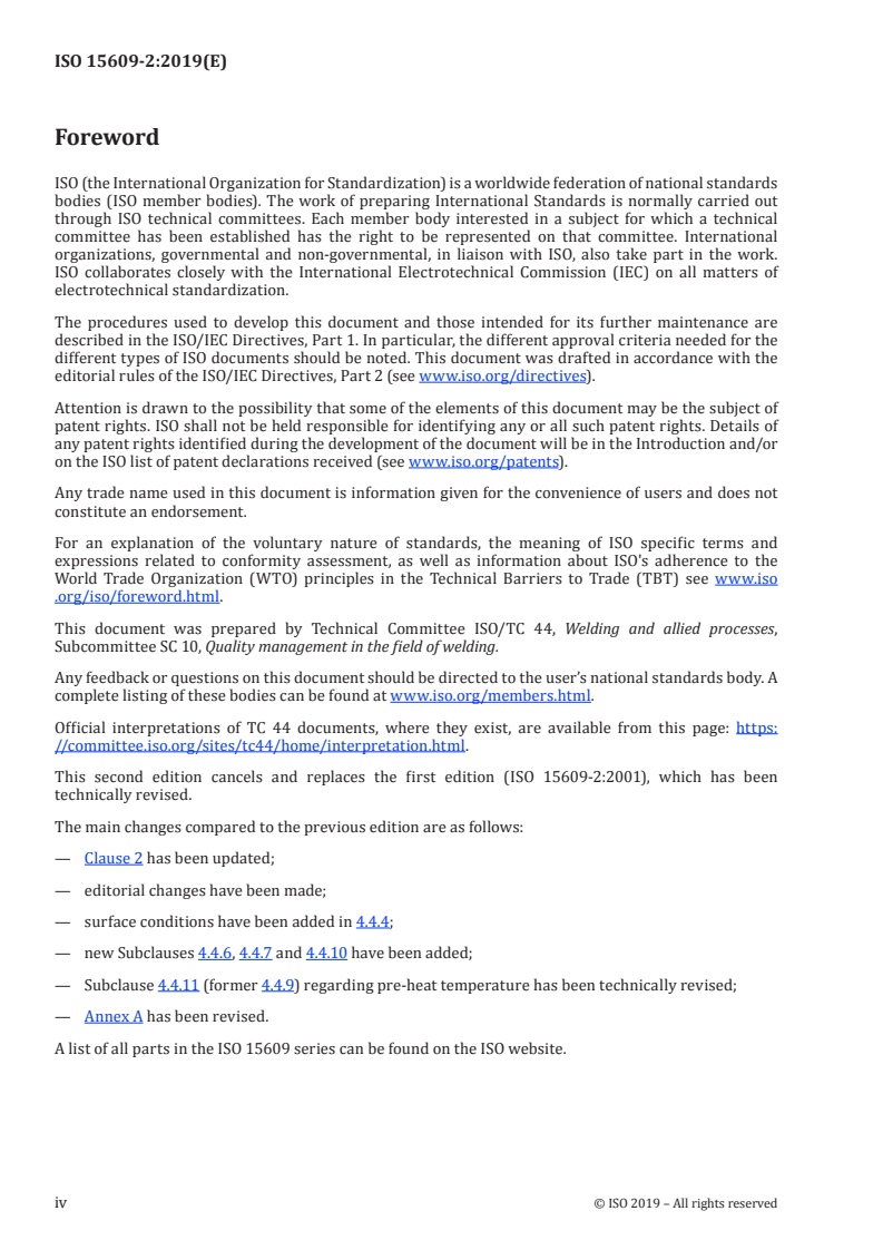 ISO 15609-2:2019 ISO 15609-2:2019 - Specification and qualification of welding procedures for metallic materials — Welding procedure specification — Part 2: Gas welding/16/2019 - Page 4 preview