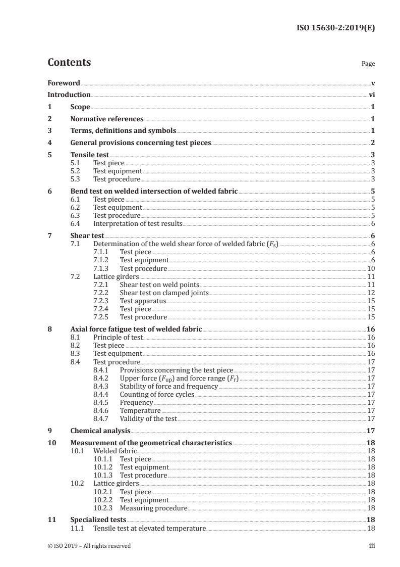 ISO 15630-2:2019 ISO 15630-2:2019 - Steel for the reinforcement and prestressing of concrete — Test methods — Part 2: Welded fabric and lattice girders/7/2019 - Page 3 preview
