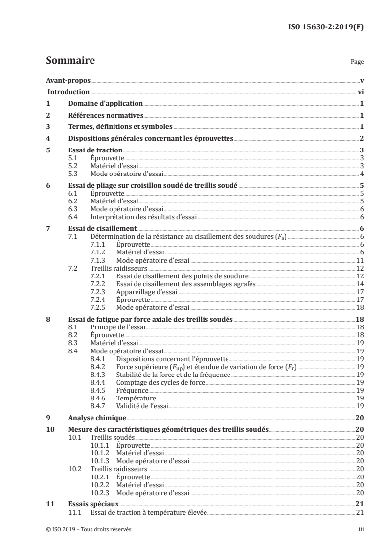 ISO 15630-2:2019 ISO 15630-2:2019 - Aciers pour l'armature et la précontrainte du béton — Méthodes d'essai — Partie 2: Treillis soudés et treillis raidisseurs/7/2019 - Page 3 preview